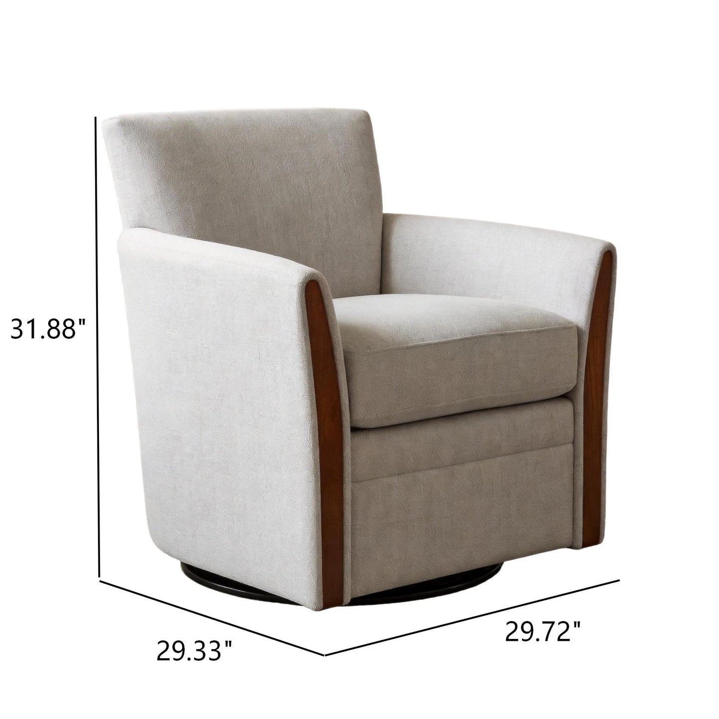 Swivel Accent 360° Rotating Armchair With Turntable Base For Living Room - Cream Beige Home Essentials