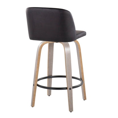 Toriano - Contemporary Fixed Height Counter Stool With Swivel & Round Footrest (Set of 2) Lumi Source