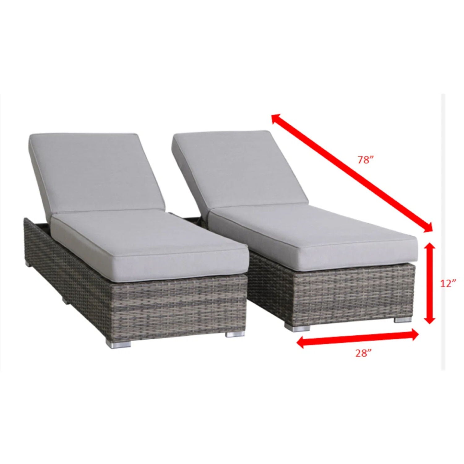 3 Piece Chaise Lounge Set With Adjustable Reclining - Gray Mix LSI Patio Furniture