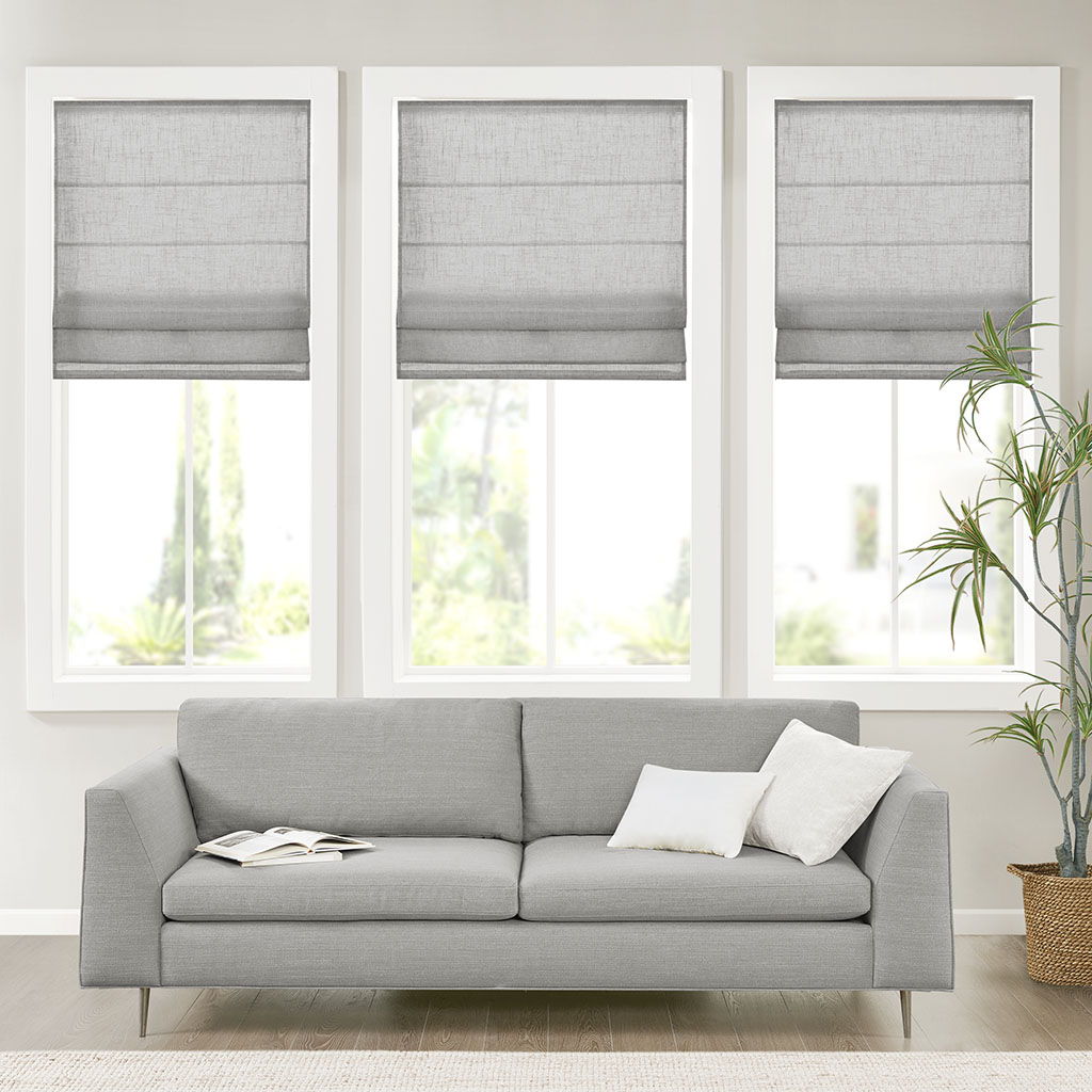 Kyler - Linen Blend Light Filtering Cordless Roman Shade - Grey