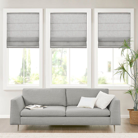 Kyler - Linen Blend Light Filtering Cordless Roman Shade (34"x 64") - Grey