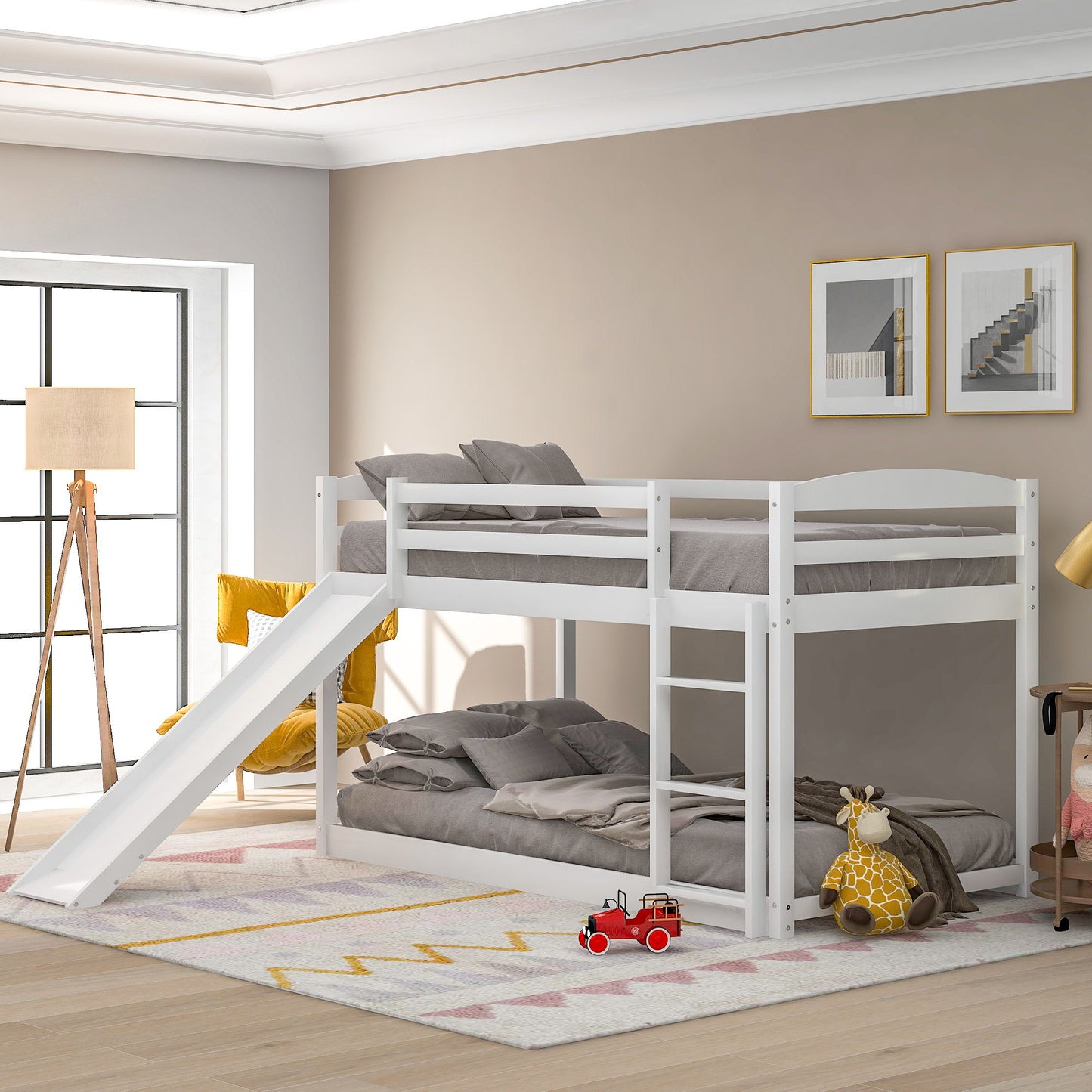 Durable Bunk Bed With Convertible Slide And Ladder Hearth and Haven
