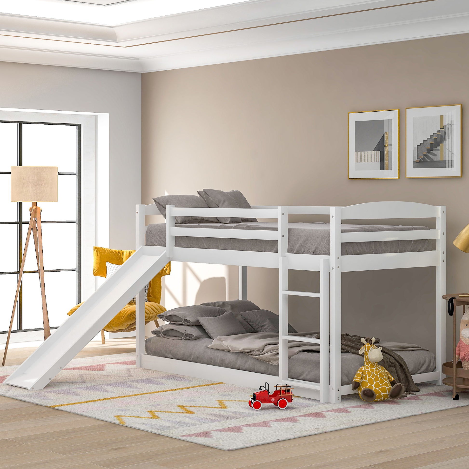 Durable Bunk Bed With Convertible Slide And Ladder Hearth and Haven