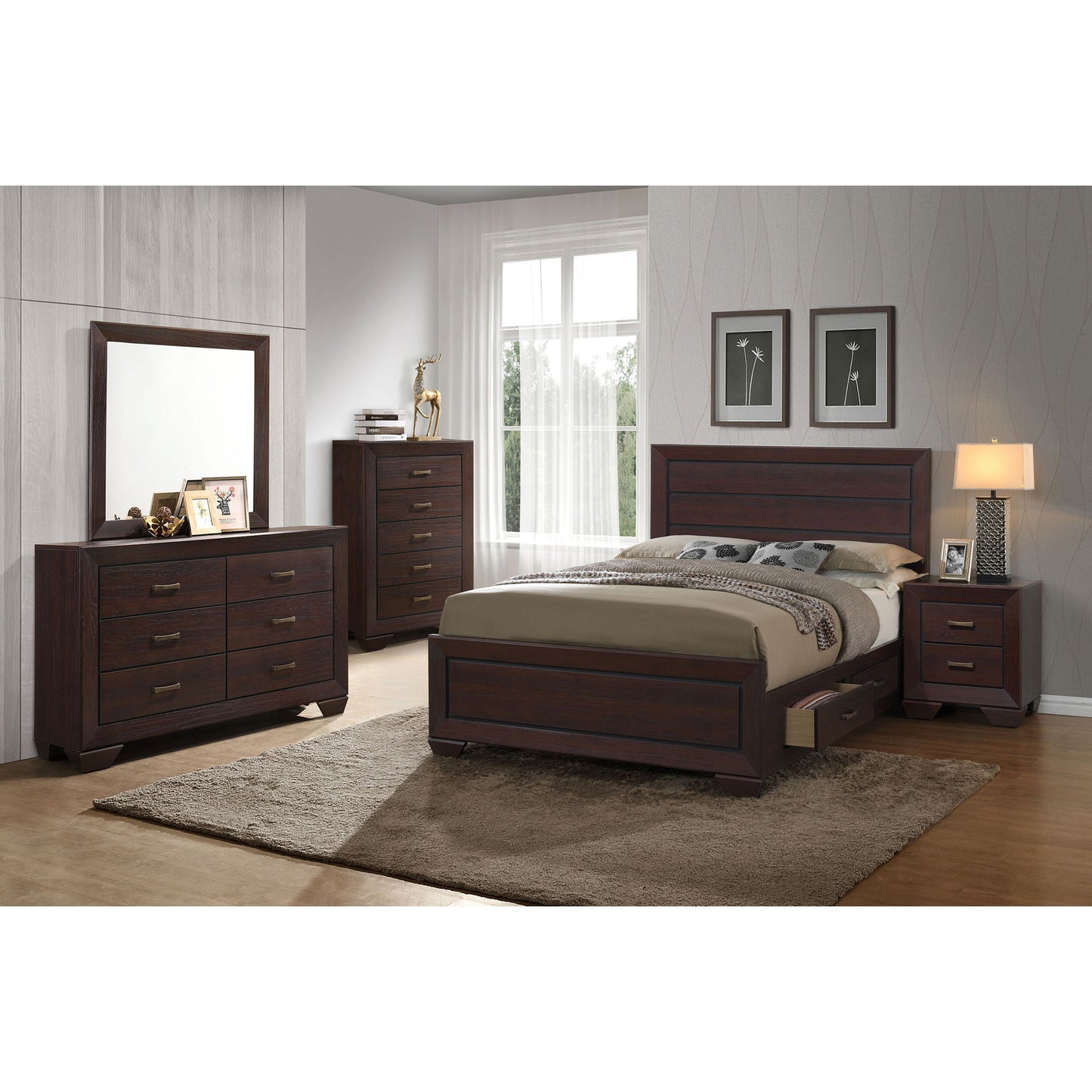 Oatfield - 5 Piece California King Bedroom Set - Brown Furniture Max