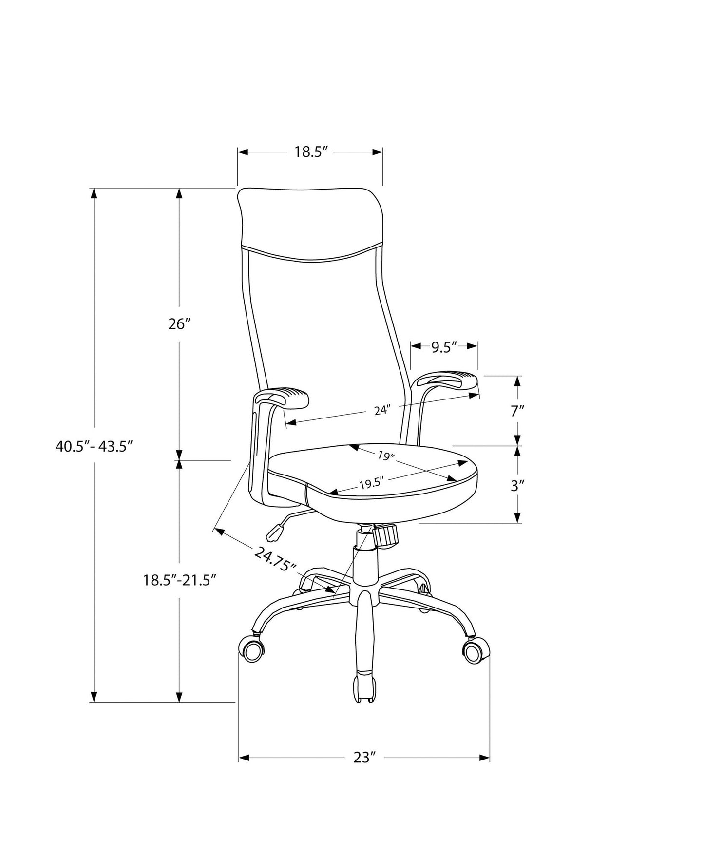 Office Chair, Adjustable Height, Swivel, Armrests, Contemporary & Modern 8th Street