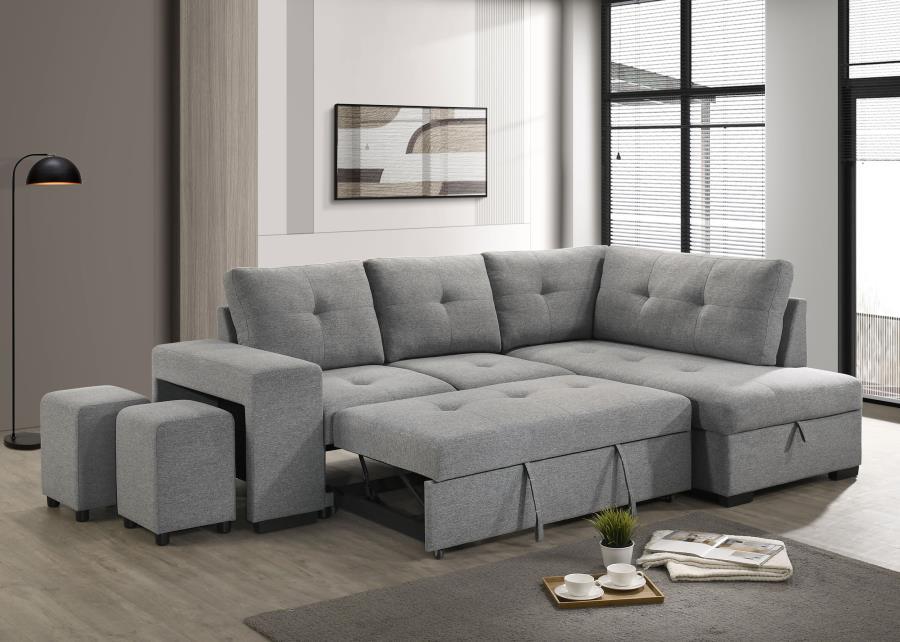Roanne - Fabric Upholstered Sleeper Sectional Sofa - Gray Coaster Fine Furniture