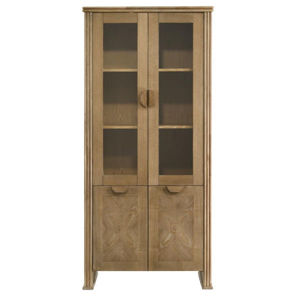 Adina - Tall Display Cabinet - Distressed Light Brown Coaster Fine Furniture
