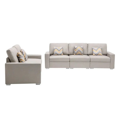 Nolan - Linen Fabric Sofa And Loveseat Living Room With Pillows And Interchangeable Legs Lilola Home