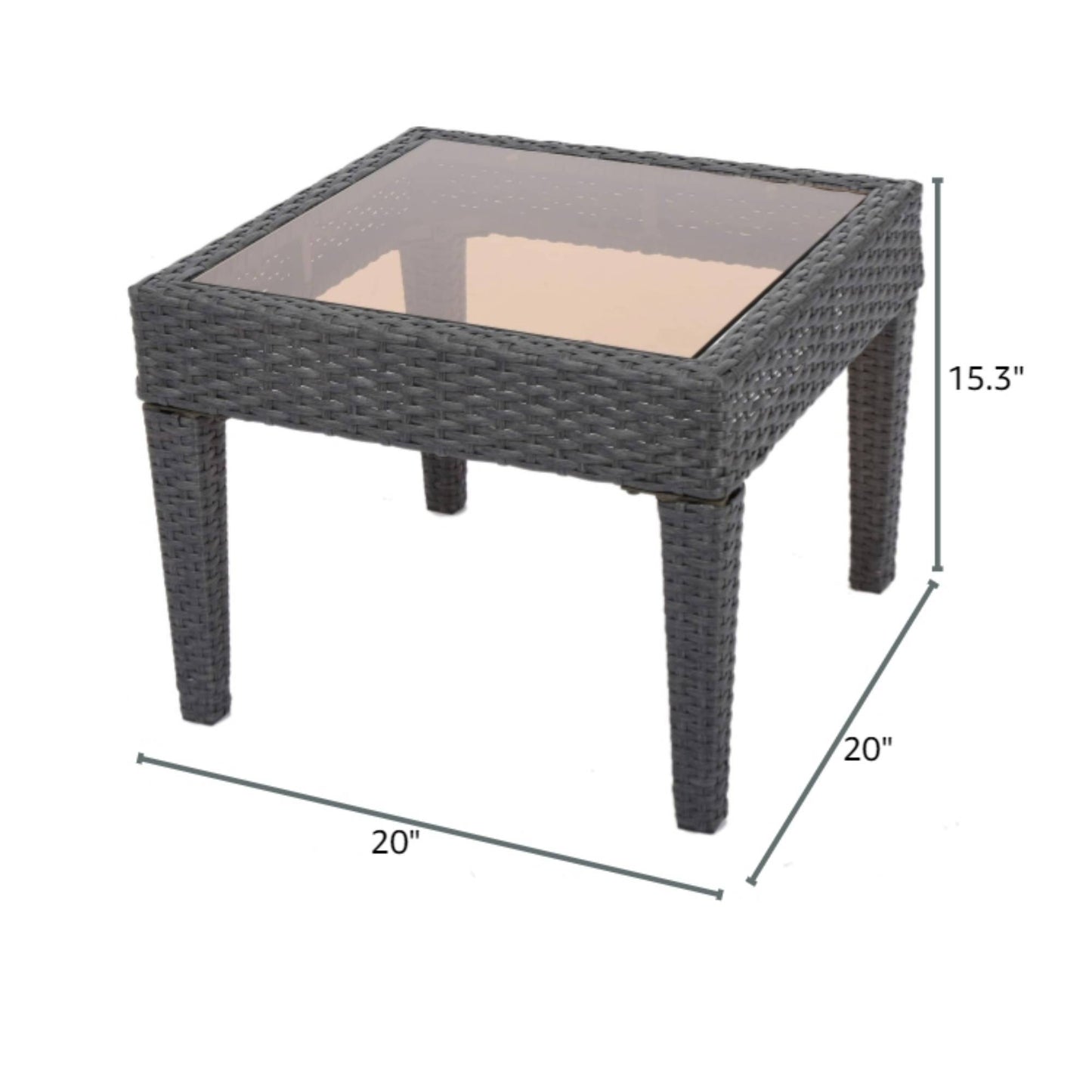 Nebulosity - Outdoor Accent Table With Square Glass Top - Brown Multi Noble House
