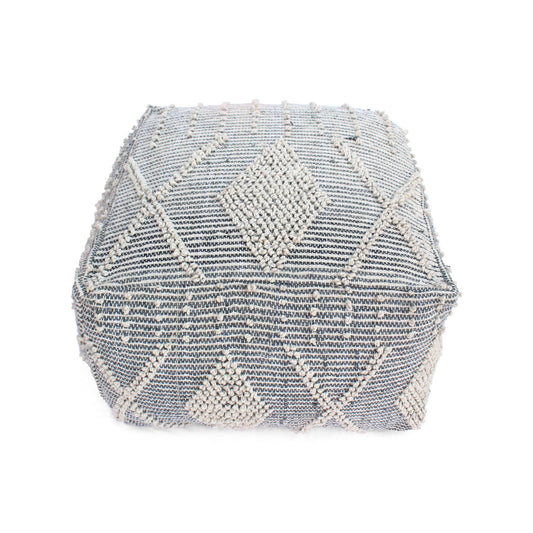 Diamond - Handcrafted Faux Yarn Pouf - Ivory / Gray Home Essentials