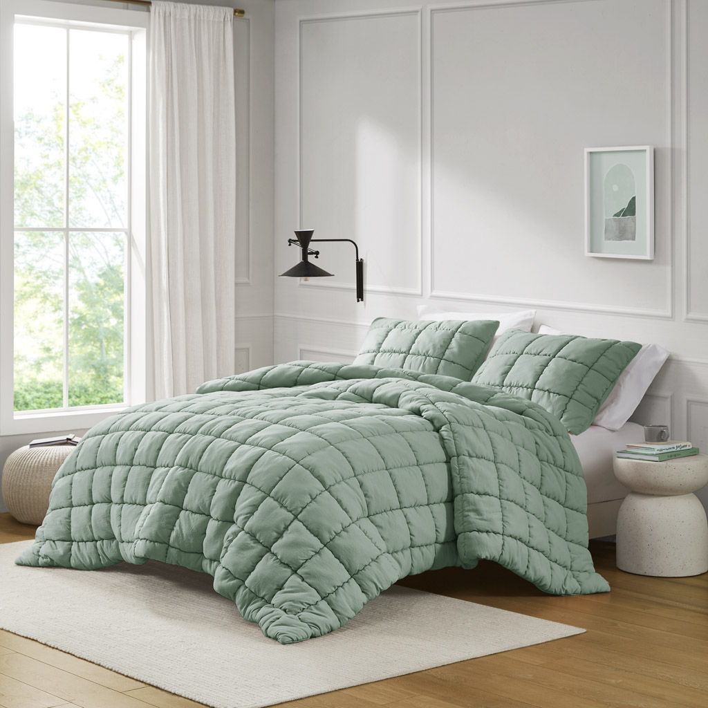 Dream Puff - Down Alternative Comforter Set - Sage