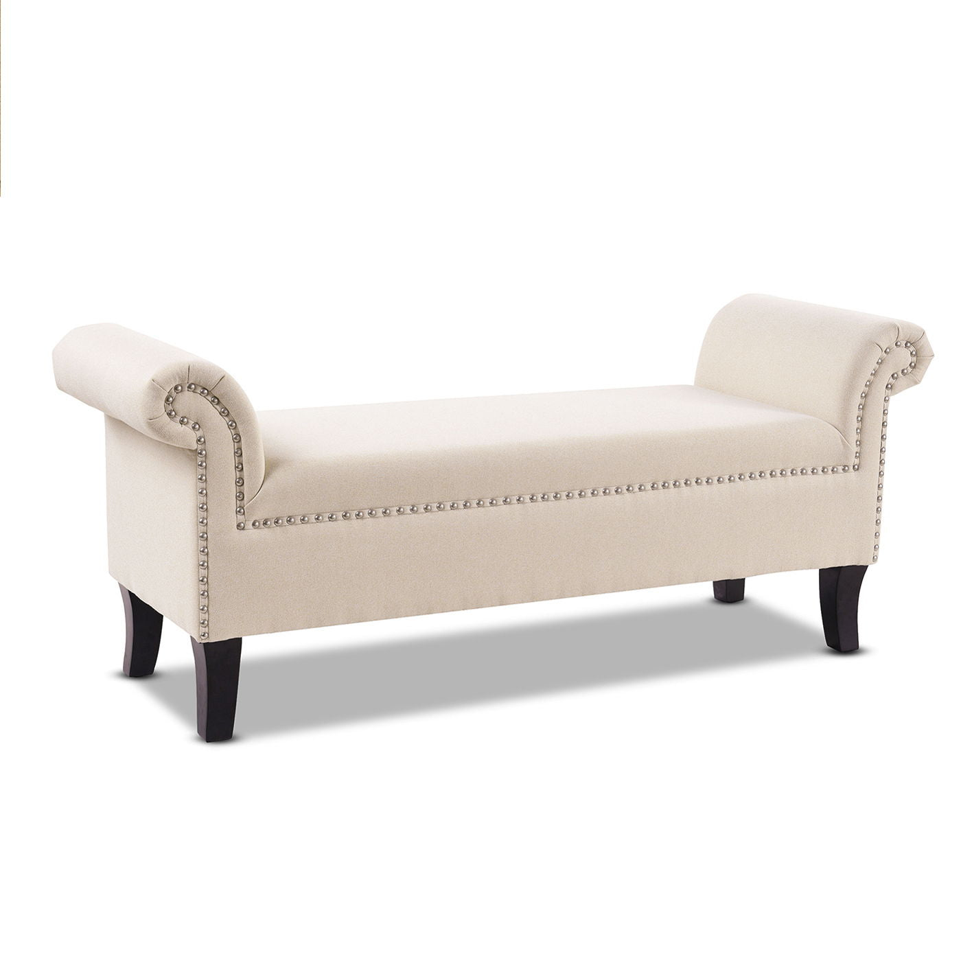 Kathy - Roll Arm Entryway Accent Bench - Sky Neutral Beige Jennifer Taylor Home