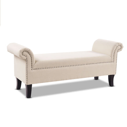 Kathy - Roll Arm Entryway Accent Bench - Sky Neutral Beige Jennifer Taylor Home