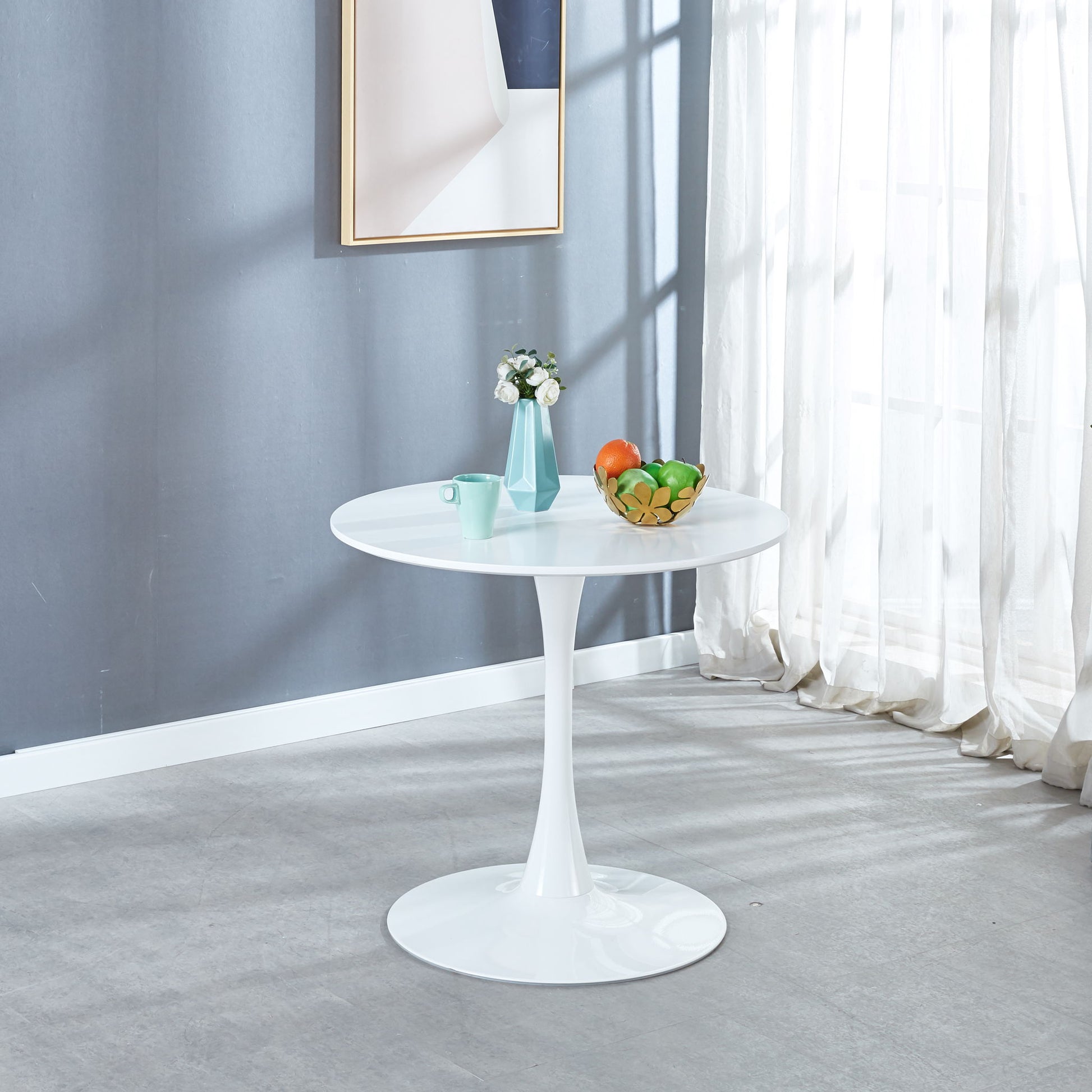 Tulip Table Mid-Century Dining Table With Round MDF Table Top, Pedestal Dining Table, End Table Leisure Coffee Table Home Essentials