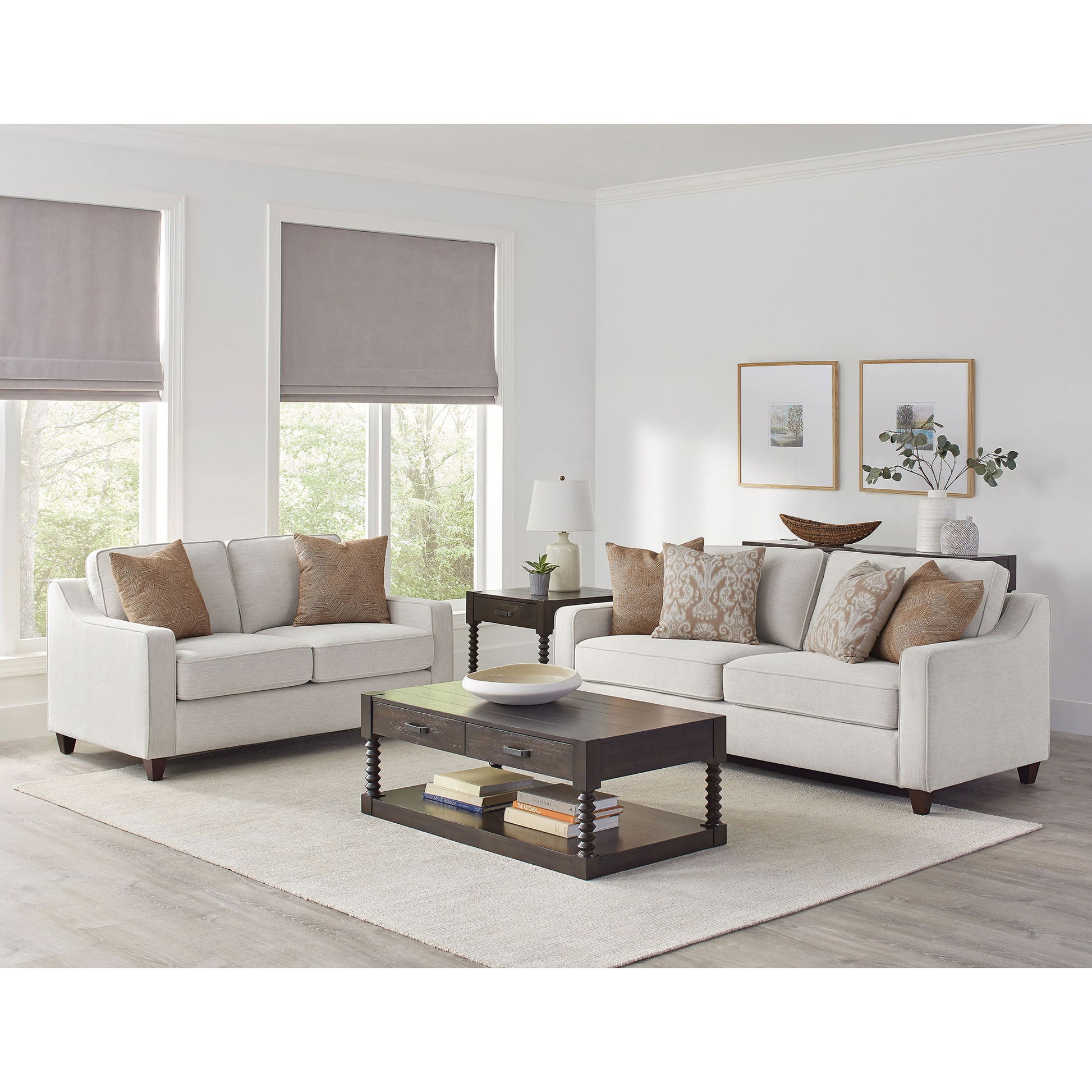Mahaffey - 2 Piece Track Arm Living Room Set - Beige Furniture Max