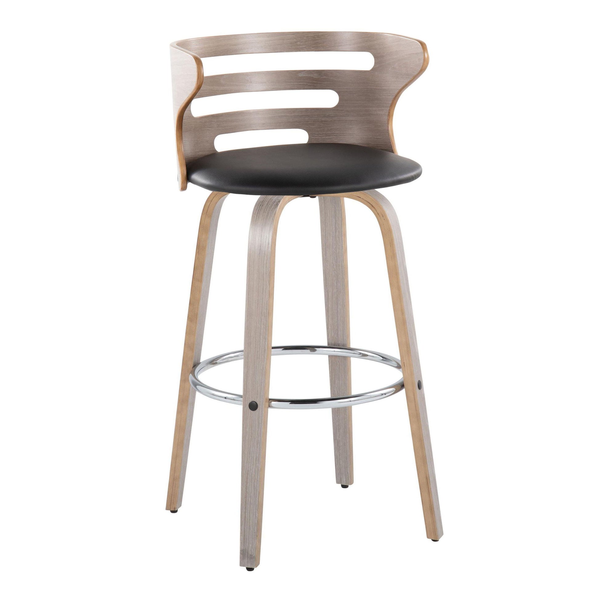 Cosini - Mid Century Modern Fixed Height, Barstool With Swivel With Round Footrest (Set of 2) Lumi Source