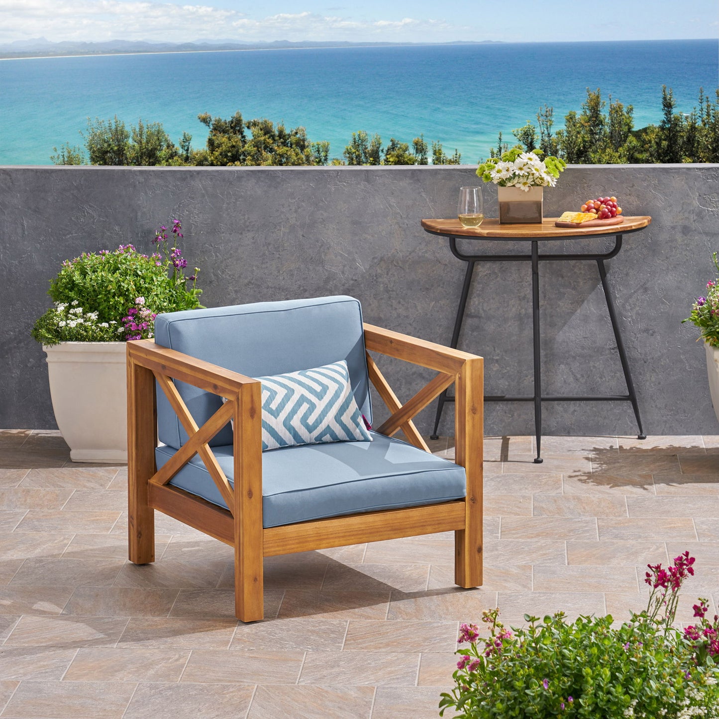 Brava - Mid - Century Modern Club Chair With Water Resistant Cushions Noble House