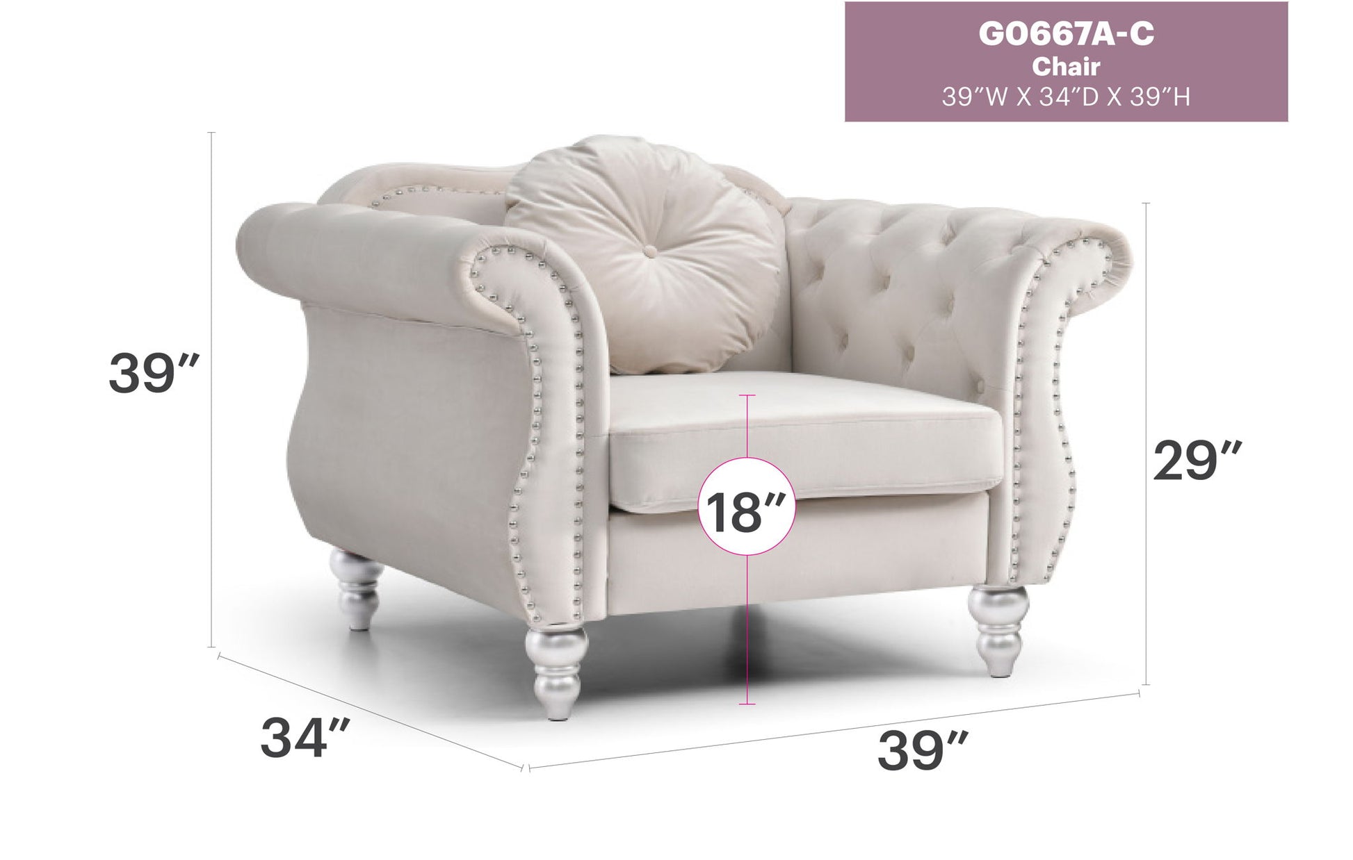 Chic Transitional Flared Arm Chair Glory Furniture