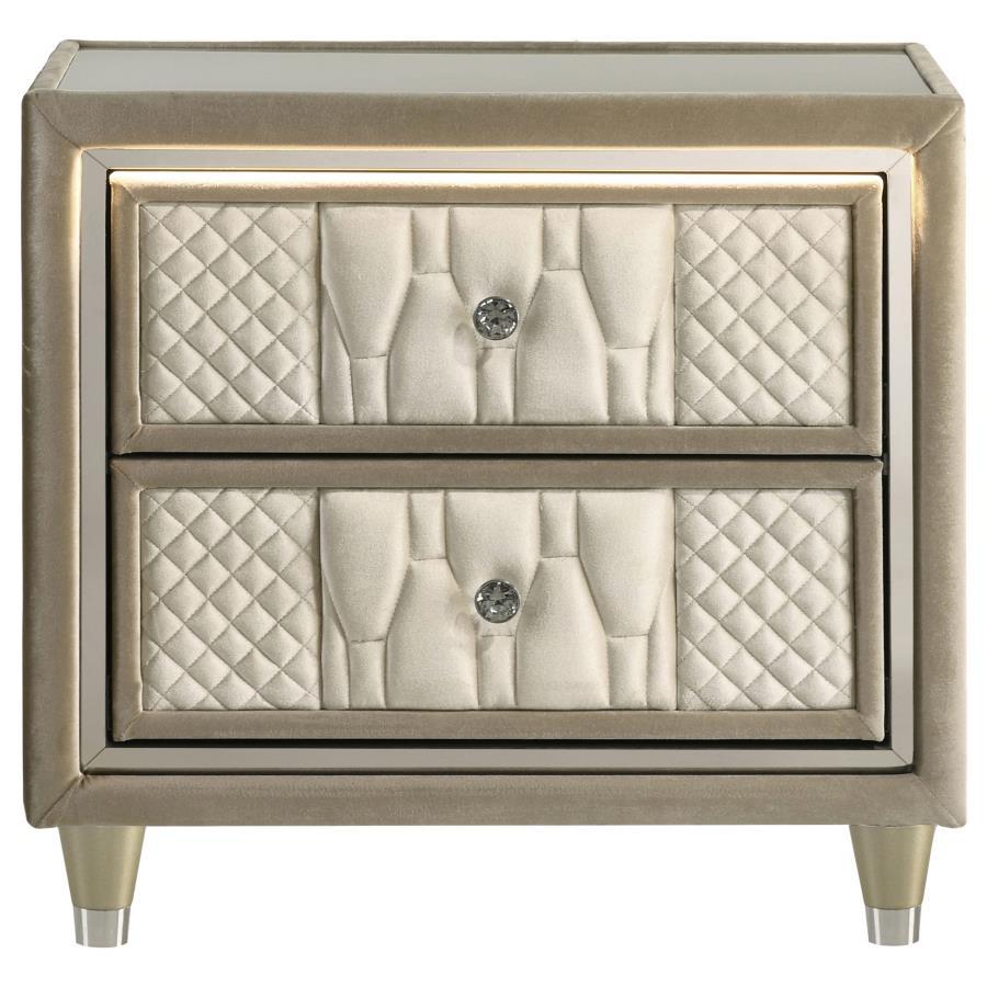 Lorient - 2-Drawer LED Nightstand With USB - Ivory And Camel Coaster Fine Furniture