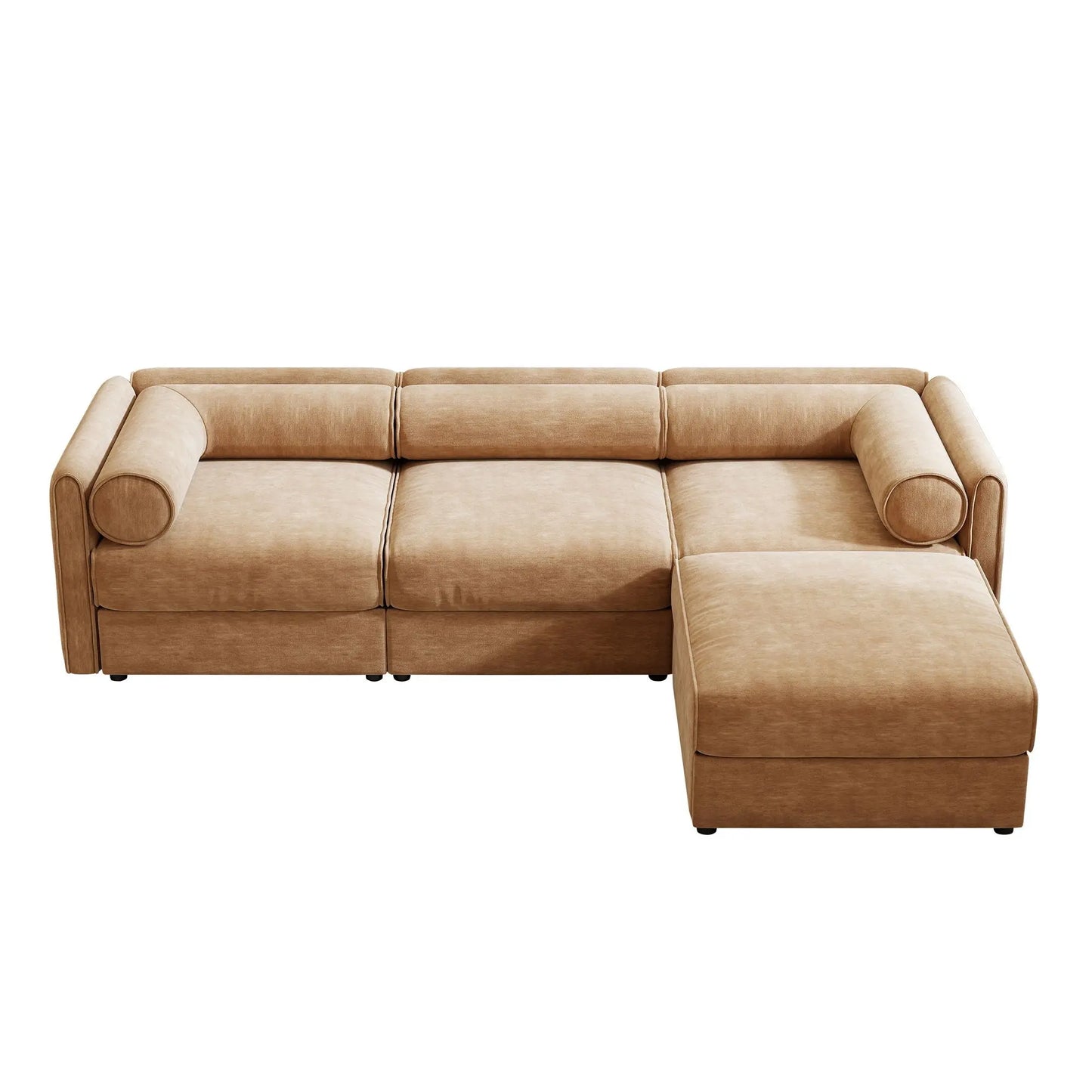 Contemporary Elegant White Chenille Sofa With Storage And Ottoman Home Essentials