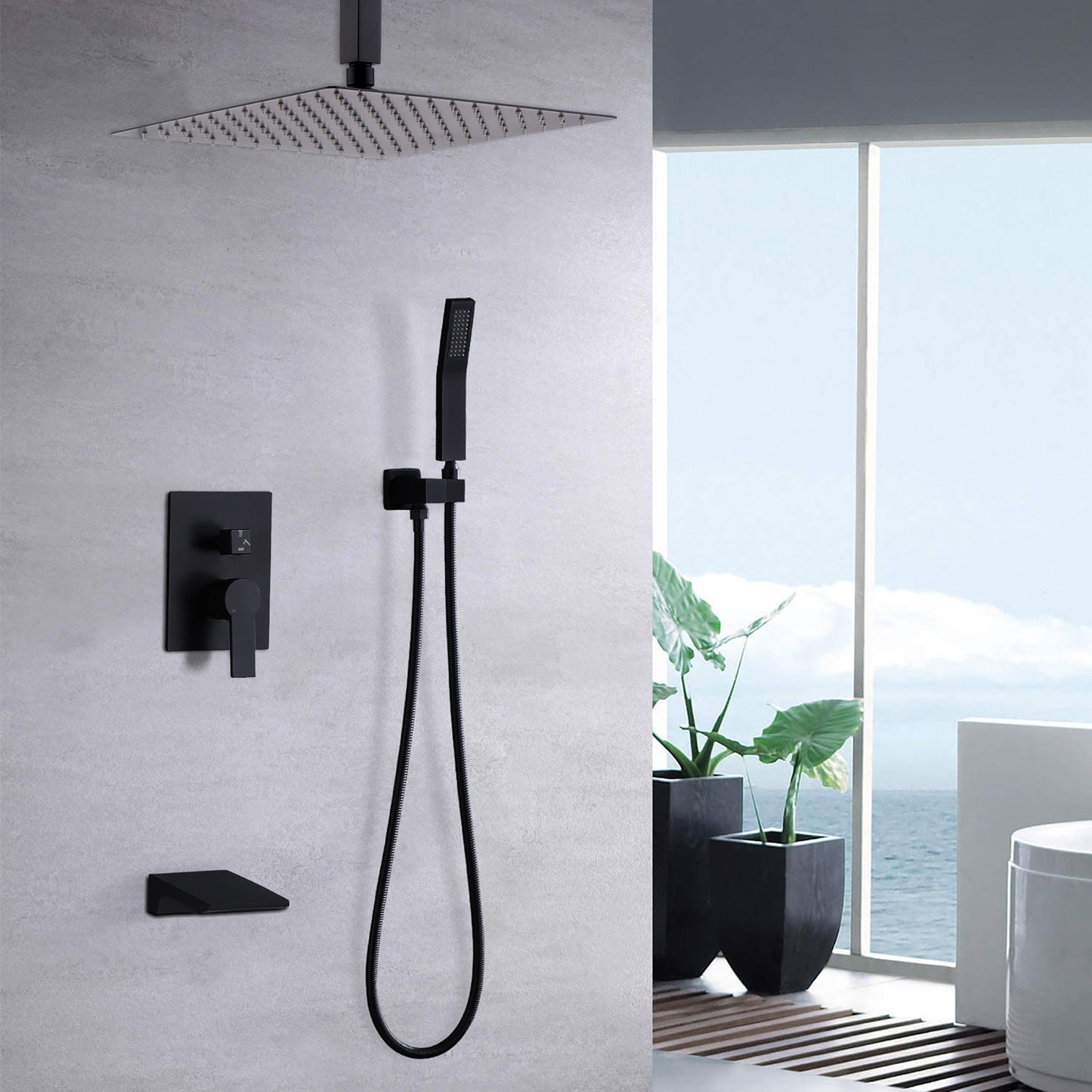 Wall Mount Shower System With High Pressure 10" Shower Head And Handheld Daily Nest