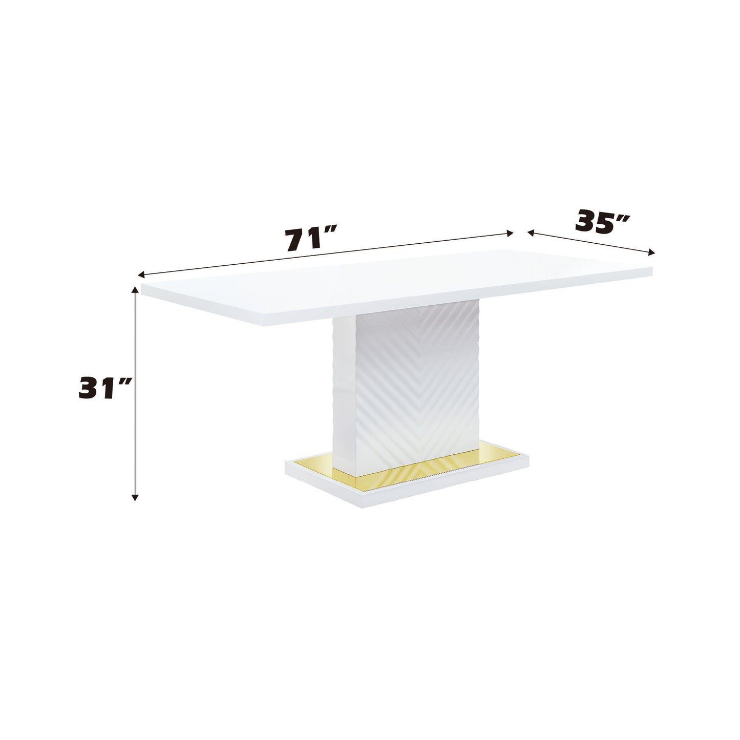 Gaines - High Gloss Dining Table With Pedestal Base Acme