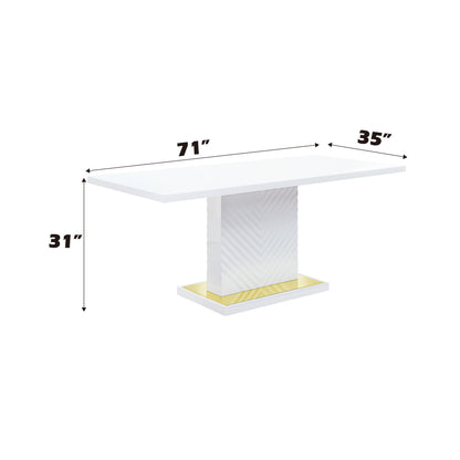 Gaines - High Gloss Dining Table With Pedestal Base Acme