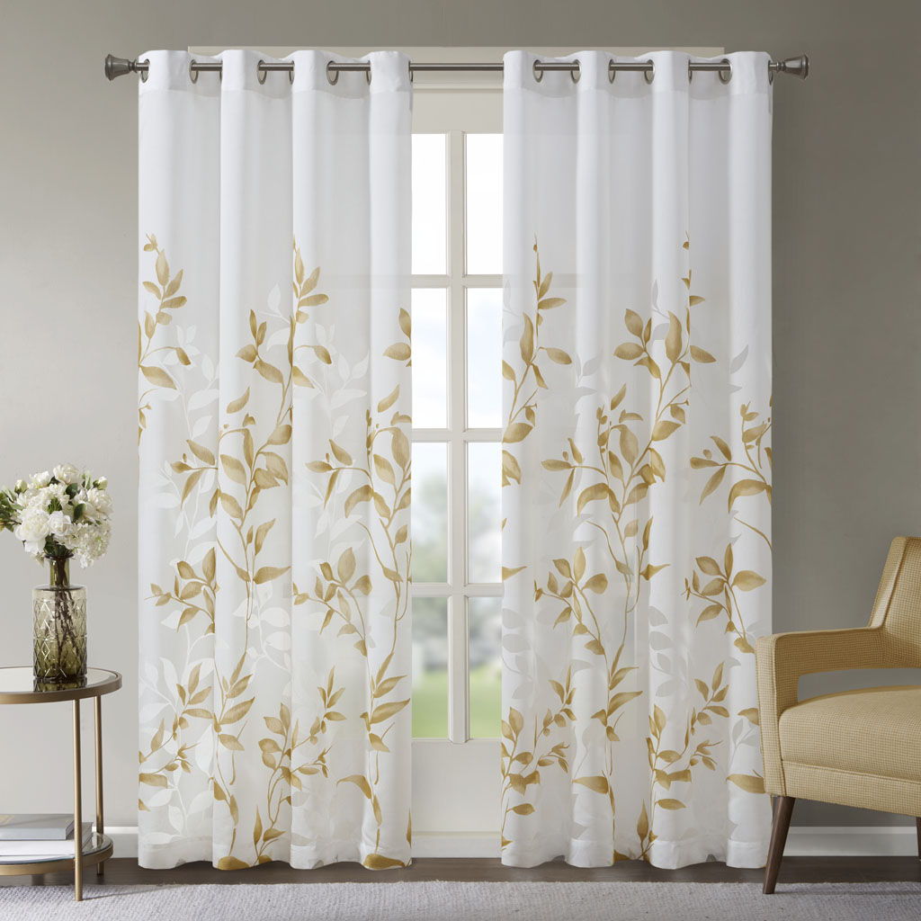 Cecily - 84" Burnout Printed Window Panel - Yellow