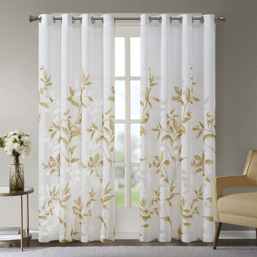 Cecily - 84" Burnout Printed Window Panel - Yellow Madison Park