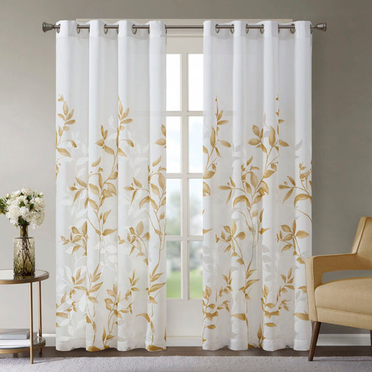 Cecily - 84" Burnout Printed Window Panel - Yellow Madison Park