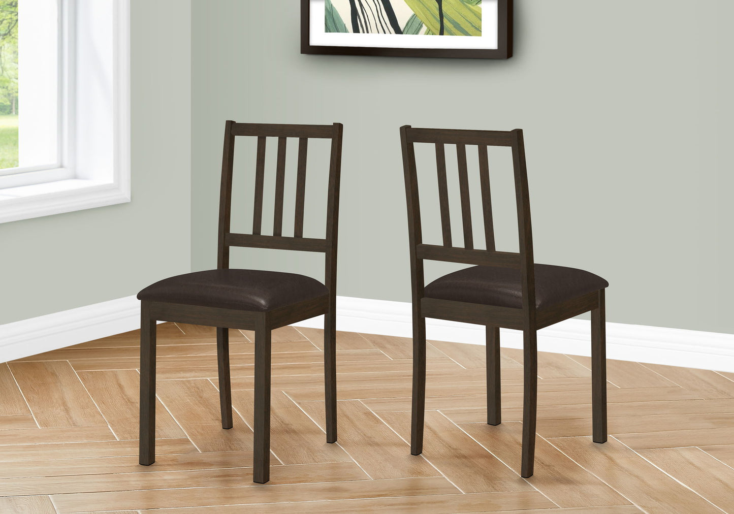 Dining Chair, Side, Upholstered For Dining Room, Transitional (Set of 2) - Brown 8th Street
