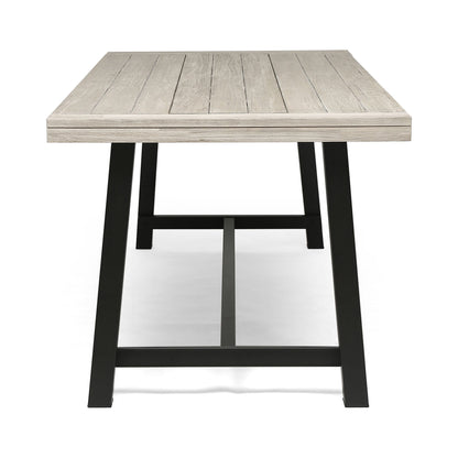Equilibrium - Outdoor Dining Table With Wooden Frame And Slat Top Noble House