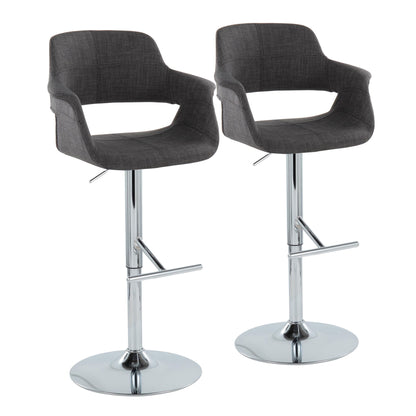 Vintage Flair - Mid Century Modern Adjustable Barstool & Straight T Footrest (Set of 2) Lumi Source