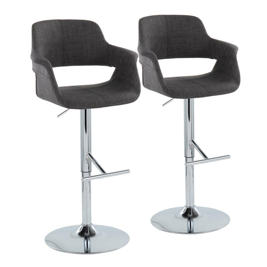 Vintage Flair - Mid Century Modern Adjustable Barstool & Straight T Footrest (Set of 2) Lumi Source