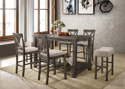 Martha II - 7 Pieces Counter Height Dining Room Set - Gray Acme