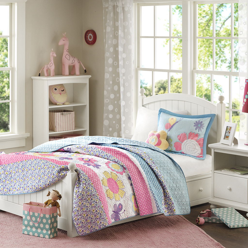 Crazy Daisy - Twin Reversible Coverlet Set - Multi