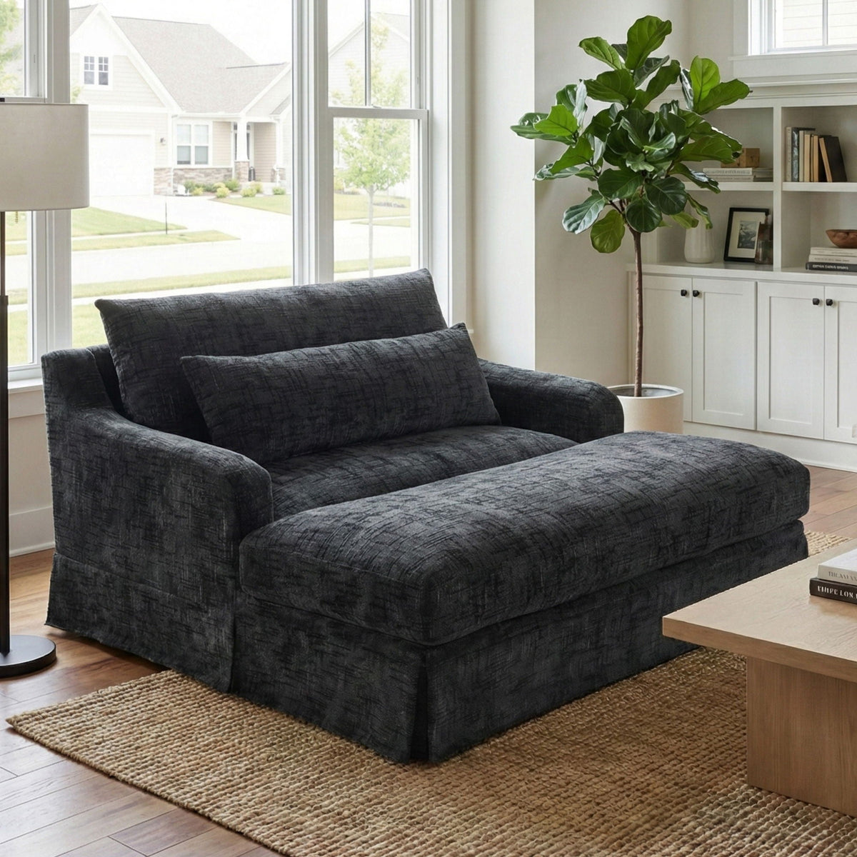 Sofa Bed Loveseat With Textured Surface And 2 Cushions Hearth and Haven