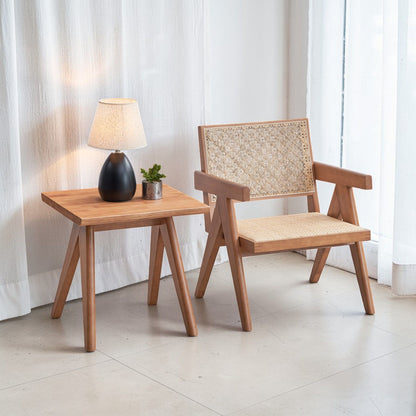 Armchair And Matching Square End Table, 2 Piece Living Room Set - Natural Acme