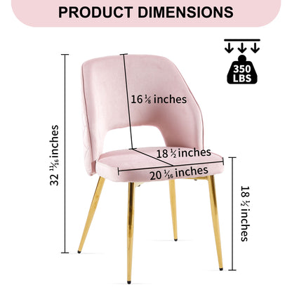 Velvet Dining Chairs With Metal Legs And Hollow Back Upholstered Dining Chairs Home Essentials