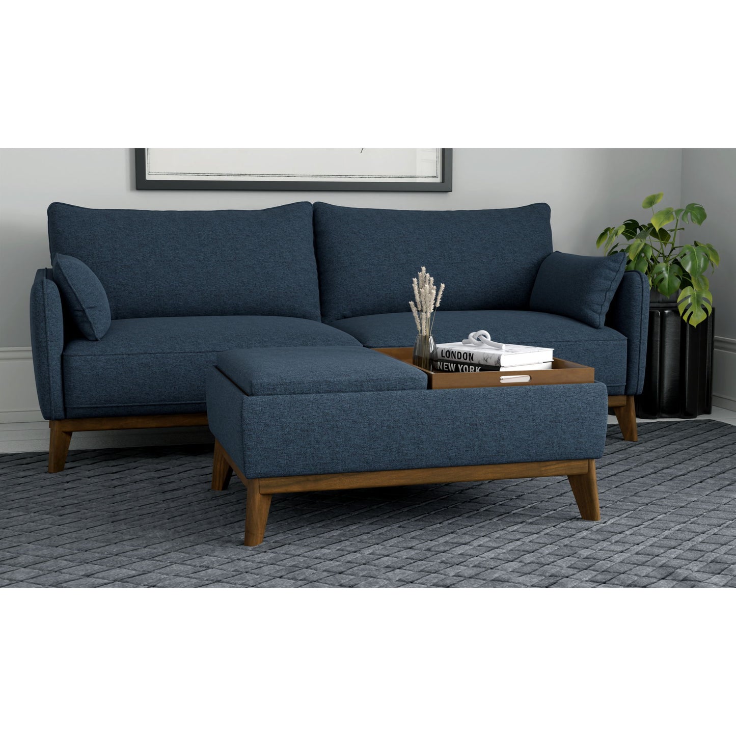 Reversible Tray Ottoman - Blue Emerald Home