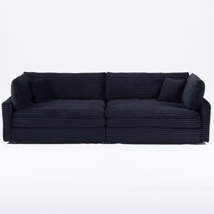 Elegant Corduroy Sofa With Throw Pillows And Backrests Home Essentials