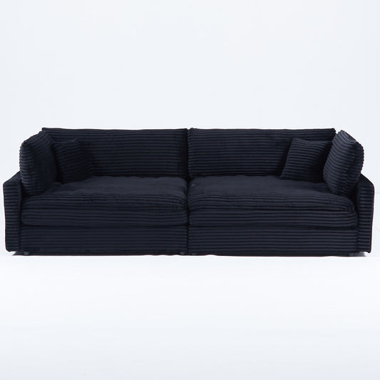 Elegant Corduroy Sofa With Throw Pillows And Backrests Home Essentials