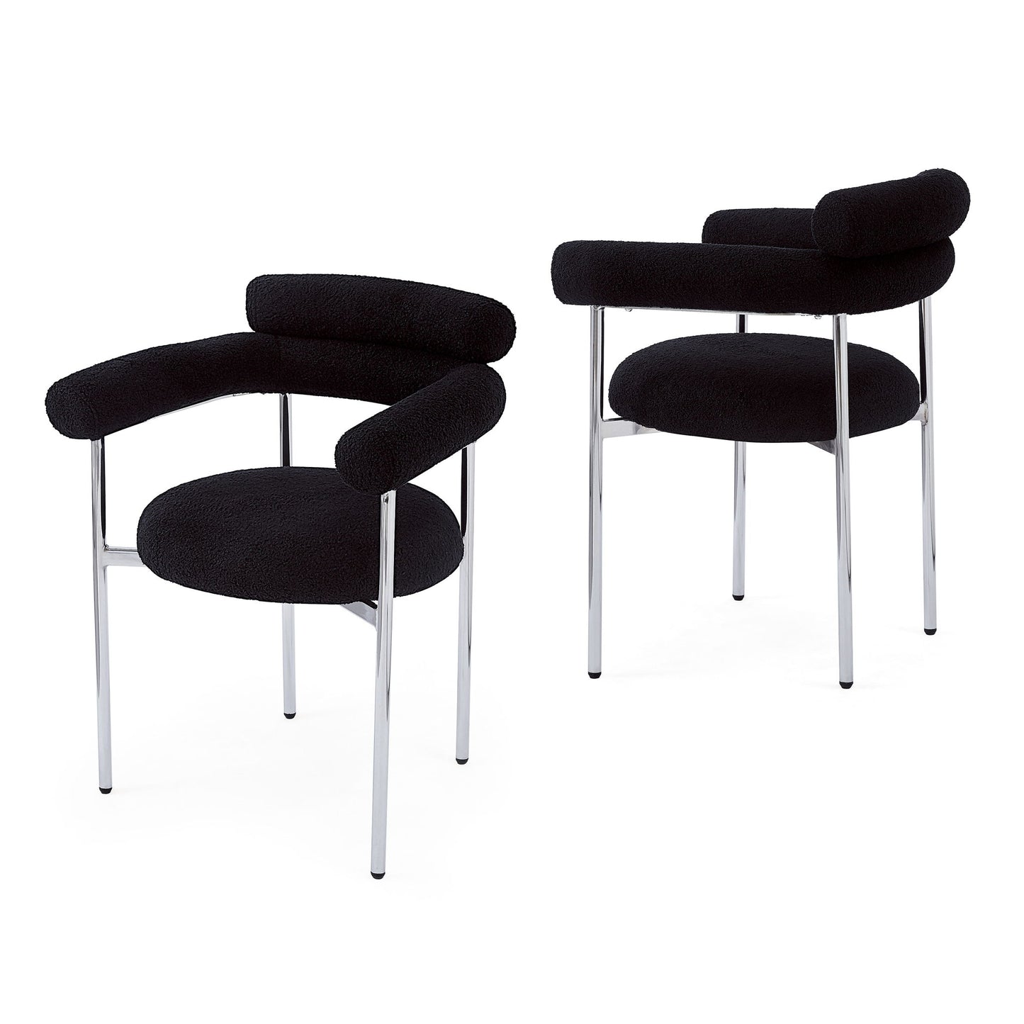 Contemporary Upholstered Armchair Dining Chairs With Metal Legs (Set of 2) Noble House