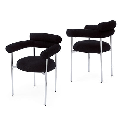 Contemporary Upholstered Armchair Dining Chairs With Metal Legs (Set of 2) Noble House