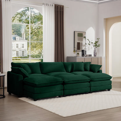 Modern Oversized Modular Cushion Sofa With Ottoman, Low Back, Deep Seating Sofa Set Home Essentials