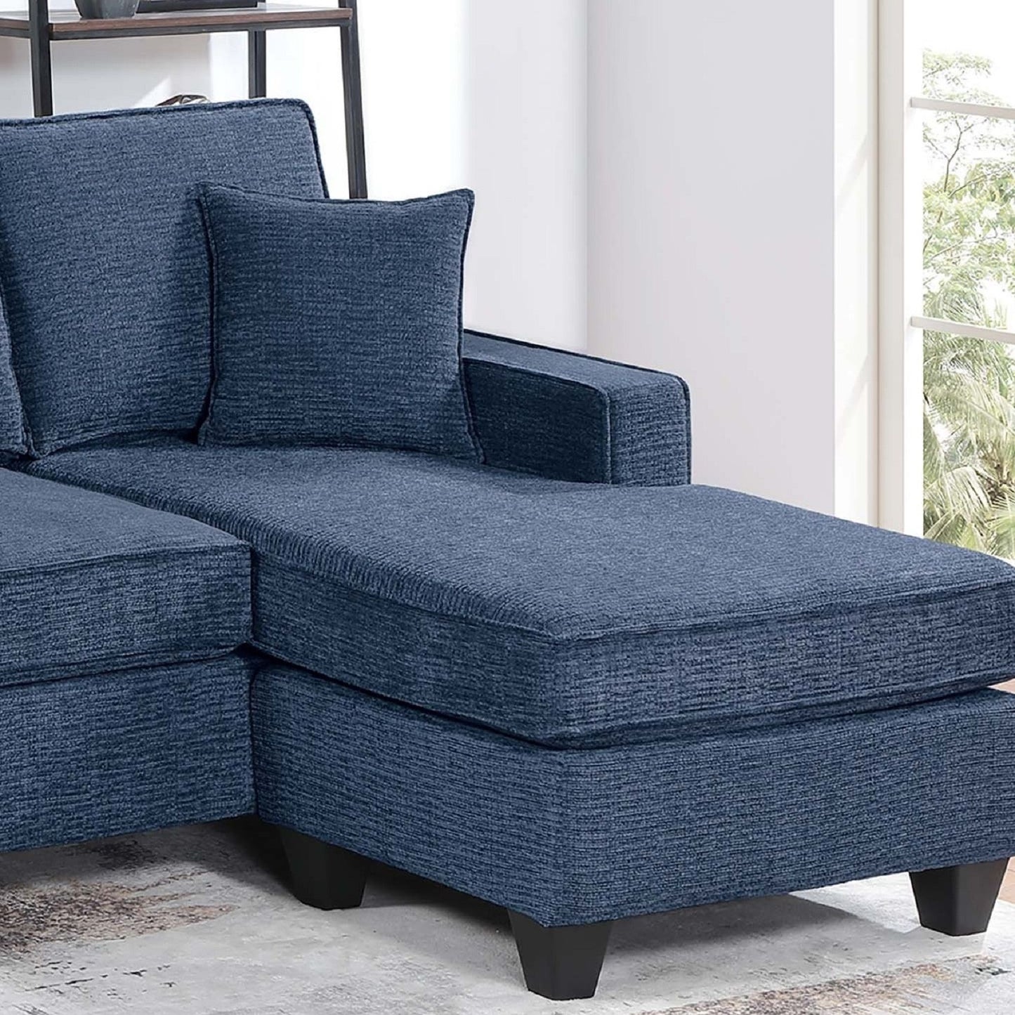 Sectional Set With USB Port Right Arm Chaise, Armless Loveseat, Left Arm Chaise, 3 Piece, Includes Matching Pillows - Dark Blue Home Essentials