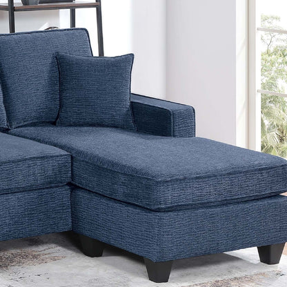 Sectional Set With USB Port Right Arm Chaise, Armless Loveseat, Left Arm Chaise, 3 Piece, Includes Matching Pillows - Dark Blue Home Essentials