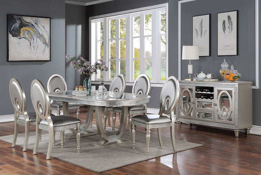 Cathalina - Oval Dining Table - Silver