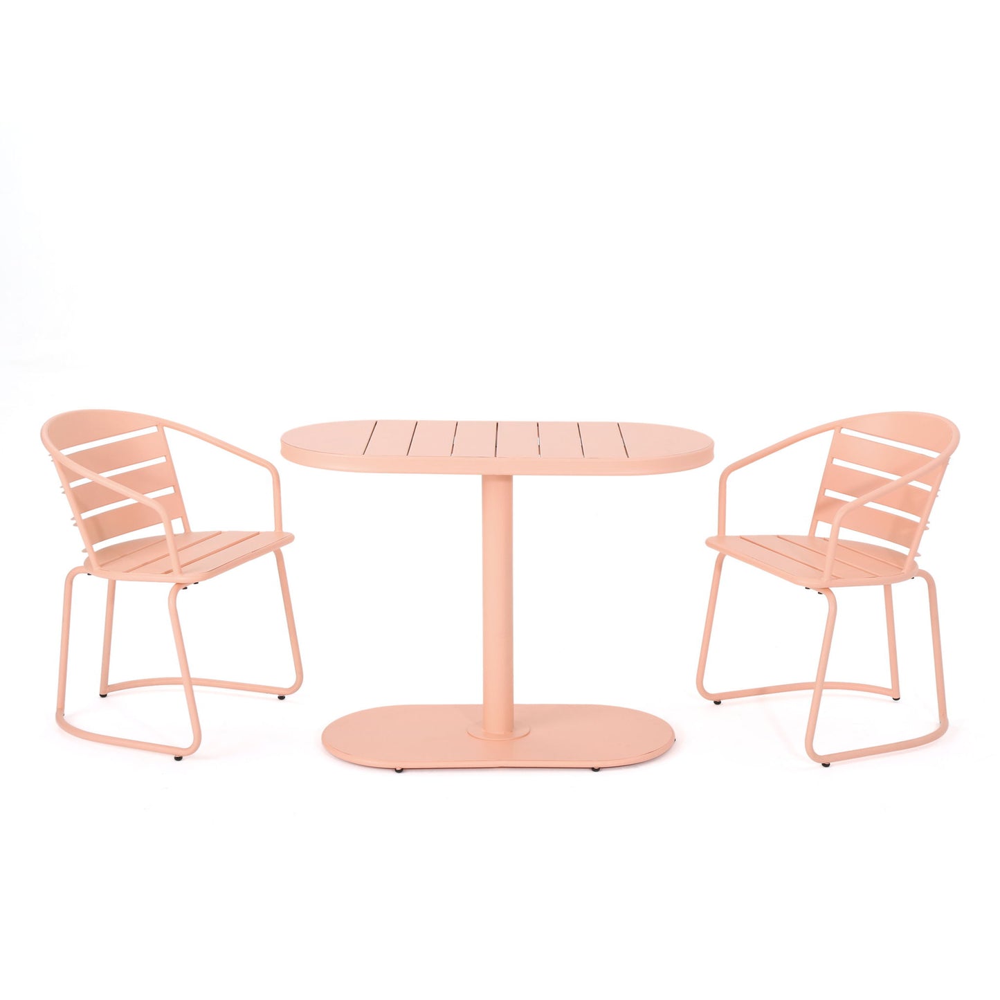 3 Piece Elegant Outdoor Bistro Set With 2 Chairs And Oval Table Noble House
