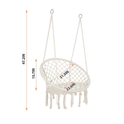 Macrame Hanging Hammock Chair, Cotton Rope Swing For Indoor And Outdoor Use Home Essentials